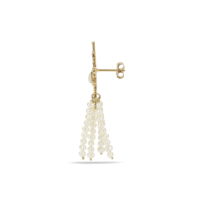 Pendientes colgantes de perlas cultivadas de agua dulce Kelayi Opal con acento de circonita blanca y plata de ley chapada en oro - Product Image 2