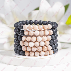 Natural Crystal Premium Lava Stone Diffuser With Moonstone 8mm Beaded <b>Bracelet</b> For <b>Healing</b> Meditation Jewelry At Wholesale Price - Product Image 1