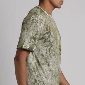 Camiseta de algodón 100% para hombre, ropa de calle holgada con estampado al por mayor, camiseta de lavado ácido con hombros caídos de gran tamaño para hombre, superpesada - Product Image 2