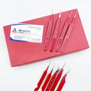 Wholesale Professional Eyelash Tweezers Set <b>Red</b> Color <b>Glitter</b> Diamond Heart Grip Custom Logo Sustainable Steel Fiber Tip Eyelash - Product Image 6