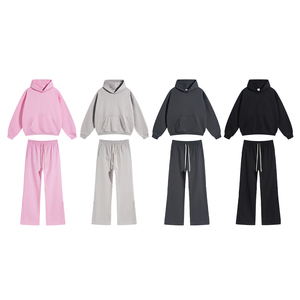 <b>Black</b> Tracksuit 100% Cotton for Men Oversized <b>Zip</b> <b>Up</b> <b>Hoodie</b> and Jogger Set with Embroidery and Rhinestone Design - Product Image 1