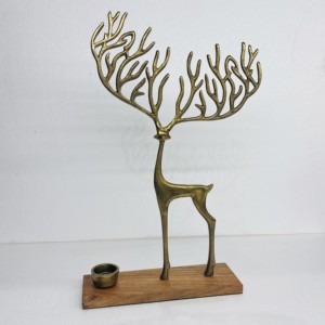 Statue de renne doré antique artisanat en métal décorations de noël porte-thé candélabre vacances décor à la maison sur le thème du cerf - Product Image 6