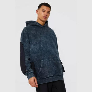 Fabricants de vêtements Streetwear Broderie personnalisée Vintage Lavage à l'acide Éponge française Distressed Rhinestone Lavage à l'acide Sweat à capuche zippé - Product Image 2