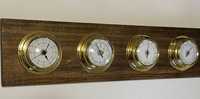 Reloj y barómetros de latón/Reloj de latón pulido redondo tipo Pared de 4,5 "/Reloj de barómetro de esqueleto mecánico con ventana de resorte