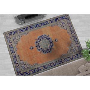 Tapis imprimé antidérapant de style Oushak turc vintage, tapis fin non tissé - Product Image 1
