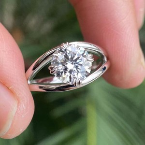 Anillo solitario de diamante cultivado en laboratorio de corte brillante redondo 2.01CT VS1, boda de oro blanco de 14 quilates para aniversario o fiesta, regalo de lujo - Product Image 5