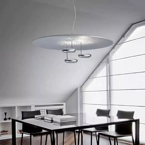 Hiện đại trang trí LED ánh sáng mặt dây chuyền bạc sắt Acrylic đèn trần hoa văn khuếch tán điều chỉnh chiều cao lịch thi đấu cho ăn uống - Product Image 2