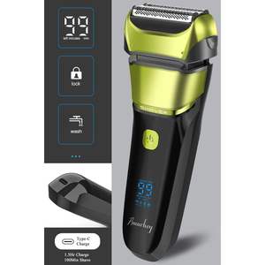 Afeitadora Eléctrica Inalámbrica para Hombre con 3 Cuchillas Flexibles, Recortadora Desplegable, Uso en Seco/Húmedo IPX7, Afeitadora de Lámina Triple para Cara y Cuerpo, Lavable - Product Image 1