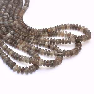 Pierre de lune grise 6mm-8mm disque/soucoupe/roue perles à facettes | Brin de 16 pouces | Pierre de lune grise naturelle pierre gemme coupe allemande Rondelle - Product Image 2