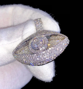 Colgante de Ojo con Incrustaciones de Moissanita para Hombre, Colgante Personalizado con Diamantes VVS, Plata 925, Colgante Hip Hop para Hombre, Collar Personalizado con Moissanita - Product Image 2