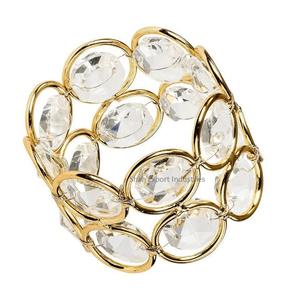 Servilleteros de Metal con cuentas de cristal dorado, servilleteros brillantes artesanales para Decoración de mesa de cena de fiesta de boda - Product Image 2