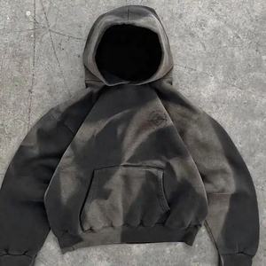 เสื้อมีฮู้ดของผู้ชายเสื้อฮู้ดผ้าเกล็ดปลาขนาดใหญ่สีเทาซีดจาง - Product Image 5