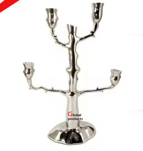 Portavelas de acero inoxidable de metal con acabado plateado brillante de aspecto increíble para restaurante y bar de hotel - Product Image 1