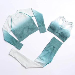 Sans couture taille haute femmes Yoga ensembles femmes Gym costumes porter des vêtements de course Yoga costume à manches longues Leggings Fitness sport soutien-gorge ensembles - Product Image 6