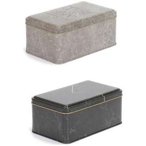 Juego Caja Lata Metálica Rectangular 115x190x80 ( 2 uds) Mármol Diseño Sanabella - Product Image 1