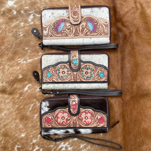 Recién llegado, cartera tallada a mano, funda de teléfono de embrague, elegante Cartera de cuero de piel de vaca, múltiples usos, carteras con estilo occidental - Product Image 4