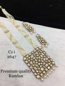 Superbe ensemble de bijoux en mosénite mosaïque Kundan de mariée pour les mariages événements glamour, y compris les fêtes de collier classiques fiançailles - Product Image 6