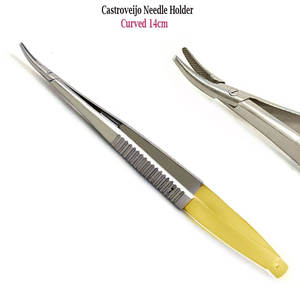 Pince à suture dentelée 14cm porte-aiguille chirurgical dentaire Castroviejo TC incurvé - Product Image 4