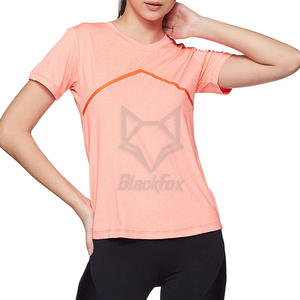 T-shirts d'été personnalisables à col en O pour femmes Conception de bandes uniques T-shirts décontractés extensibles et écologiques Teints unis pour les filles - Product Image 1