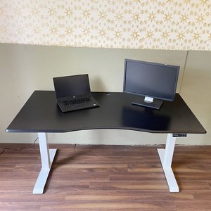 FlexiDesk FLD012 Lift-Up Table with Rubber Wood Top and 3-Joint <b>Electric</b> Adjustable Office <b>Desk</b> Legs - Product Image 6