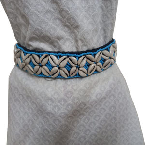 Coquille de coton perlé ceinture pour femmes mode noir sac blanc Western OEM Logo Style boucle tissu emballage pièces couleur royaume-uni - Product Image 5