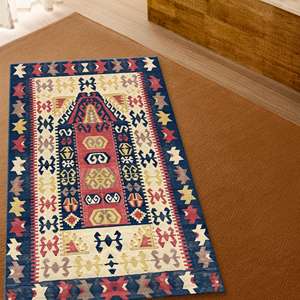 Vintage Kilim Pattern <b>Rugs</b>, Red <b>Rug</b>, Geometric <b>Rug</b> Pattern Prayer,Nonwoven Soft <b>Rug</b> - Product Image 5