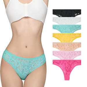 Ventes en gros de culottes en dentelle à grande surface, prix bas, couleur unie, taille basse, sexy, pour filles - Product Image 5