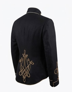 <b>Black</b> Steampunk Marching Band Double Breasted Real Fox Fur Windproof Breathable Wool <b>Men's</b> <b>Overcoat</b> Outerwear - Product Image 6