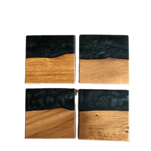 Fantaisie résine & bois sous-verres carrés | Fait à la main | Epoxidharz Untersetzer | Accueil | Cadeau | Café | Thé | Vin | Mug pads | eco tasse - Product Image 1