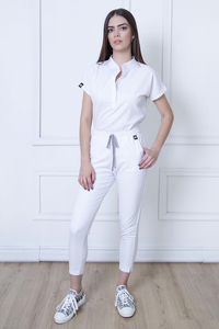 Daily Wear Scrubs Uniforms <b>Sets</b> With Soft Touch Short Sleeve And High Stand Collar For Healthcare Staff - Product Image 4