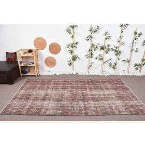 4,8x8,9 ft Rug, Vintage Turkish Rug, <b>Brown</b> Beige Moroccan <b>Wool</b> Rug - Product Image 2