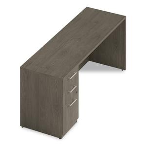 Alera AE1NZK-UF2472S Série Seville 72 pouces. X 24 pouces X 29 In. Credenza avec meuble de rangement de bureau à piétement gauche en noyer - Product Image 4