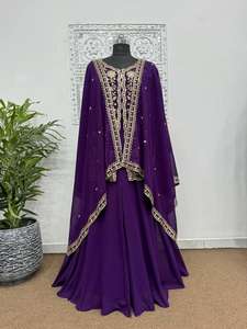 ชุดปาร์ตี้ผ้าจอร์เจียแบบปักหนาและมีคุณภาพมาตรฐานเสื้อทำงานและปาลาซโซพร้อมชุด dupatta สำหรับผู้หญิง - Product Image 4