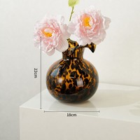 Vase en verre à imprimé léopard fait à la main, vase décoratif pour fleurs, vase moderne pour table, pour salon, bureau