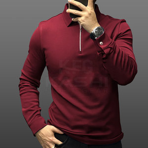 Chemises décontractées élégantes en maille unie pour hommes, col stylé, manches longues, 100 % coton, matière légère et respirante pour le quotidien - Product Image 3