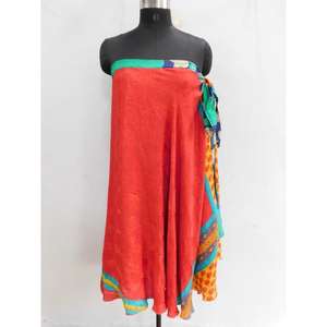 Handmade Vintage Reversible Silk Saree Magic Wrap <b>Skirt</b> with Breathable Feature Handmade Silk Rapron <b>Skirt</b> - Product Image 4