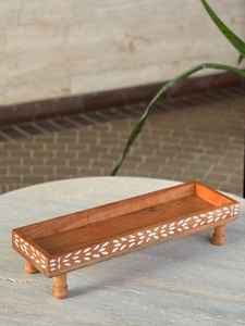 2025 Best Selling Handcrafted Wooden Serving Tray Mother of Pearl Inlay Luxury Pattern Arabian Chocolate Tray Eid Ramadan - Product Image 5