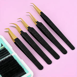 Pince à épiler courbée classique de haute qualité pour extensions de cils, en acier inoxydable, testée à la main, outil pour cils - Product Image 1