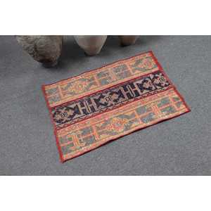 พรมวินเทจขนาด 2x2.8 ฟุต, พรม, พรมขนสัตว์สีแดงแบบตะวันออก - Product Image 2