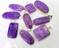 À la mode bohème Top qualité naturel Charoite pierres précieuses pendentifs argent plaqué en vrac mélange formes collier et pendentifs en gros
