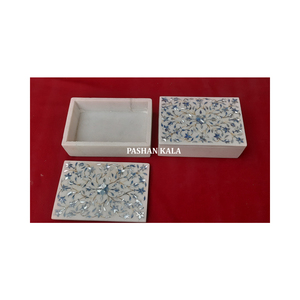 Durable Feature Glossy White Marble Inlay Mother Of Pearl Jewelry <b>Boxes</b> With <b>Wedding</b> Decoration And Home Showpiece - Product Image 1