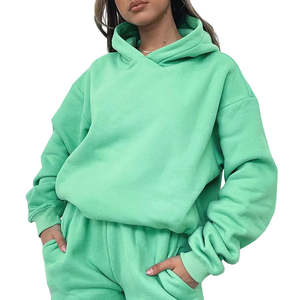 Sudadera con capucha extragrande de algodón pesado para mujer, manga larga, estampado de talla grande, estilo informal con hombro caído para invierno - Product Image 1