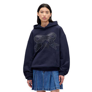 Sudadera con Capucha Corta y Holgada de Algodón 100% Orgánico, Personalizada con Pedrería, Bordado, Bolsillos, Último Modelo - Product Image 1