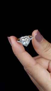 Anillo de Halo de Moissanita con Corte Corazón, Color D, VVS, Romántico, para Mujer, Plata de Ley 925, Sin Níquel, Regalo de Boda Clásico para Pareja - Product Image 2