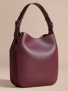 Sac seau en cuir bicolore vintage bordeaux pour femme, sac à bandoulière résistant à l'eau avec fermeture éclair et sangle réglable - Product Image 3