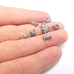 Cuentas de tubo de moda de plata esterlina con fianza tamaño personalizado para pulsera y collar joyería al por mayor - Product Image 1