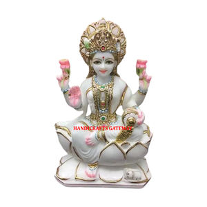 Statue de Laxmi Mata en marbre blanc poli au design unique - Product Image 1