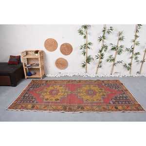 4.5x8.1 ft Turkish Vintage Rug, Area Rug, <b>Red</b> <b>Wool</b> Rug - Product Image 2