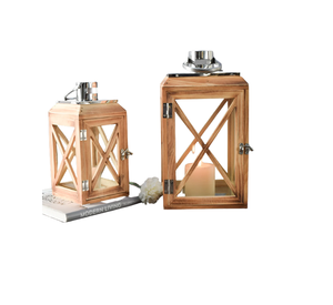 Unique Design European <b>Vintage</b> Wind Proof Rustic Wooden <b>Lantern</b> Courtyard Portable Wooden Hurricane Candle <b>Lantern</b> - Product Image 1
