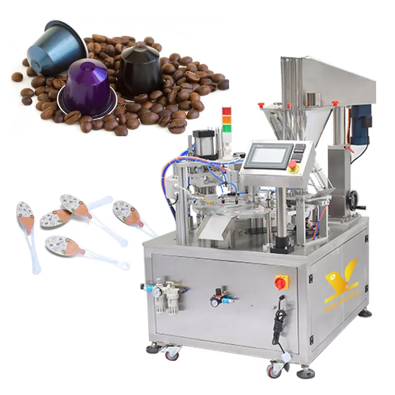 Biodegradable material Capsules Nespresso Filling Rotary Disc liquid powder pellet filling machine